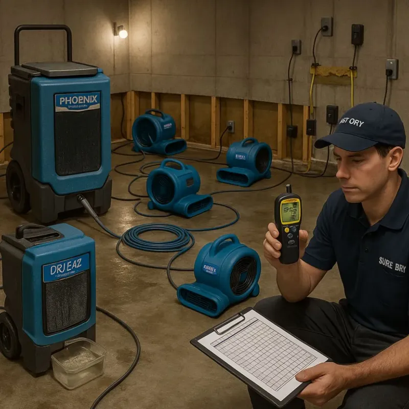 Structural Drying and Dehumidification process in Desert Edge, CA